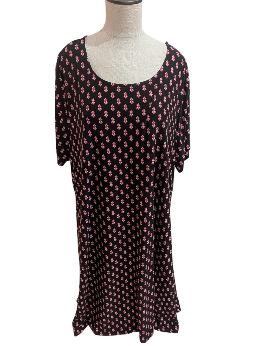 Allison Brittney Plus Size 3X Dress - Black with Pink Floral Pattern